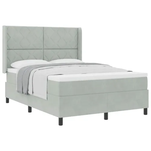 Box spring krevet Svijetlo siva 140 x 190 cm Baršun - Svjetlosiva 140 x 190 cm Dizajn s rombovima Cijena