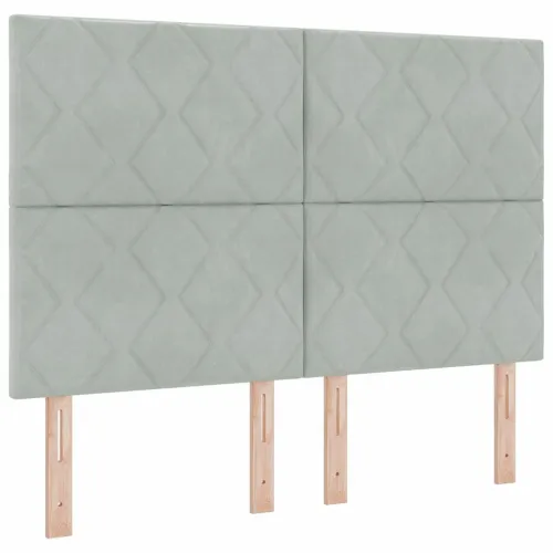 Box spring krevet Svijetlo siva 140 x 200 cm Baršun - Svjetlosiva 140 x 200 cm Dizajn s rombovima Cijena