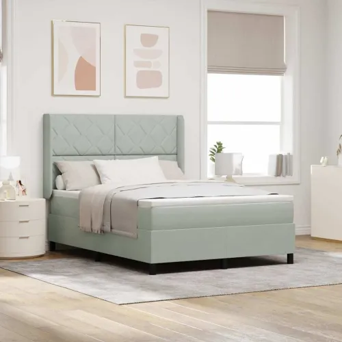 Box spring krevet Svijetlo siva 140 x 200 cm Baršun - Svjetlosiva 140 x 200 cm Dizajn s rombovima Cijena