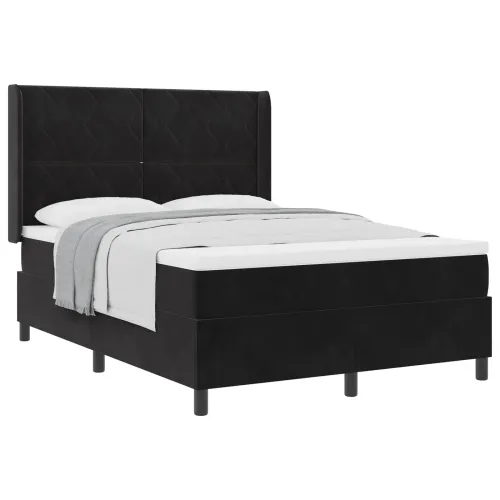Box spring krevet s uzglavljem Crna 140 x 200 cm Baršun - Crna 140 x 200 cm Dizajn s rombovima Cijena