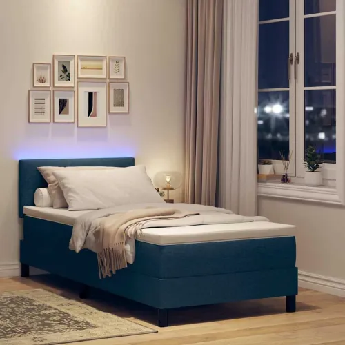 Box spring krevet s jastukom Plava 80 x 200 cm tkanina - Plava 80 x 200 cm Prošiveno gumbima Cijena