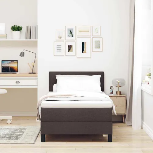 Box spring krevet Tamno smeđa 90 x 200 cm tkanina - Tamno smeđa 90 x 200 cm Prošiveno gumbima Cijena