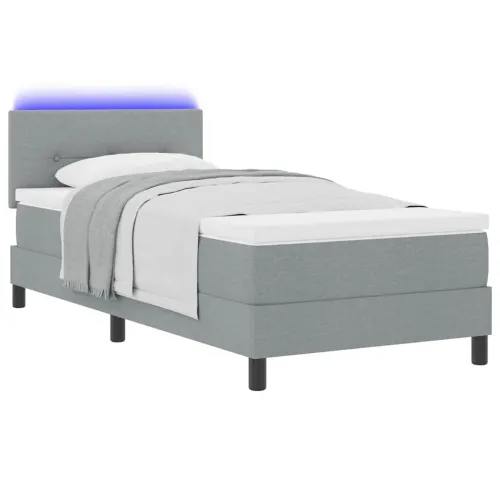 Box spring krevet Svjetlosiva 100 x 200 cm tkanina - Svjetlosiva 100 x 200 cm Prošiveno gumbima Cijena