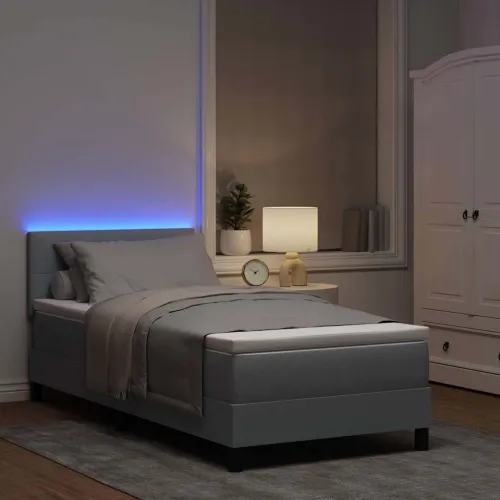 Box spring krevet Svjetlosiva 100 x 200 cm tkanina - Svjetlosiva 100 x 200 cm Prošiveno gumbima Cijena