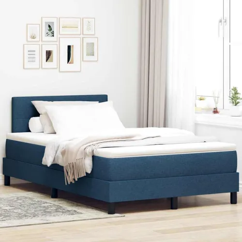 Box spring krevet s jastukom Plava 120 x 200 cm tkanina - Plava 120 x 200 cm Prošiveno gumbima Cijena