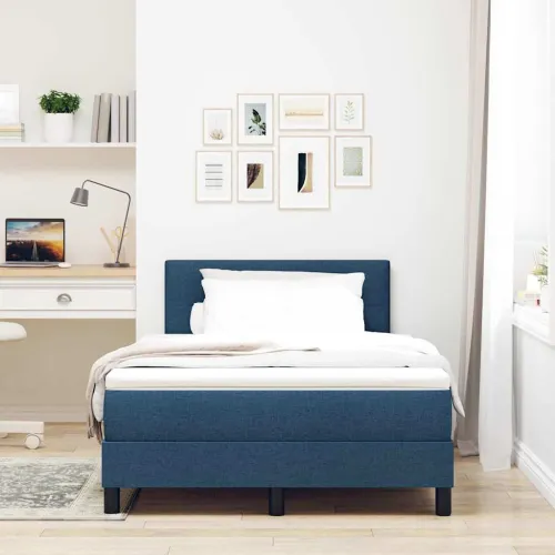 Box spring krevet s jastukom Plava 120 x 200 cm tkanina - Plava 120 x 200 cm Prošiveno gumbima Cijena