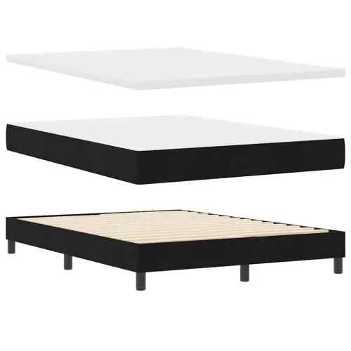 Box spring krevet s LED trakama Crna 140 x 200 cm tkanina - Crna 140 x 200 cm Prošiveno gumbima Cijena