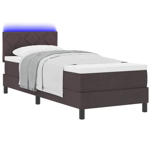 Box spring krevet Tamno smeđa 80 x 200 cm tkanina - Tamno smeđa 80 x 200 cm Dizajn s rombovima Cijena