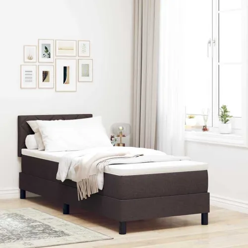 Box spring krevet Tamno smeđa 80 x 200 cm tkanina - Tamno smeđa 80 x 200 cm Dizajn s rombovima Cijena