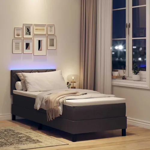Box spring krevet Tamno smeđa 80 x 200 cm tkanina - Tamno smeđa 80 x 200 cm Dizajn s rombovima Cijena