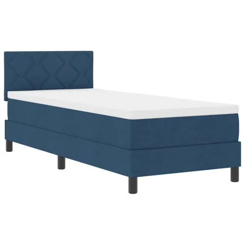 Box spring krevet s LED trakama Plava 80 x 200 cm tkanina - Plava 80 x 200 cm Dizajn s rombovima Cijena