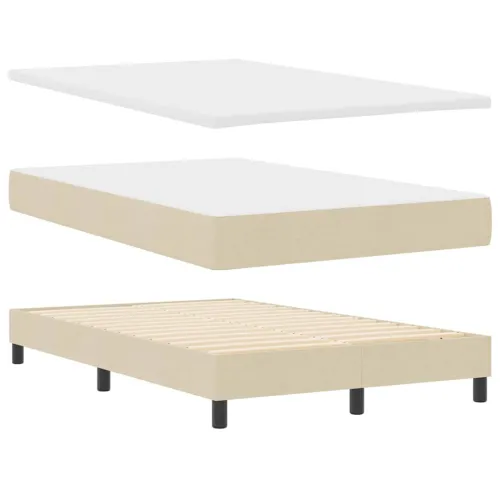 Box spring krevet s LED trakama Krema 120 x 200 cm tkanina - Krema 120 x 200 cm Dizajn s rombovima Cijena