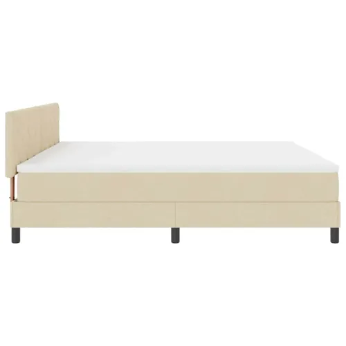 Box spring krevet s jastukom Krema 200 x 200 cm tkanina - Krema 200 x 200 cm Dizajn s rombovima Cijena