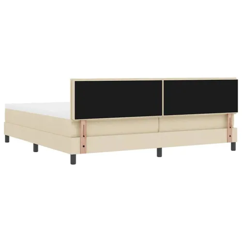 Box spring krevet s jastukom Krema 200 x 200 cm tkanina - Krema 200 x 200 cm Dizajn s rombovima Cijena
