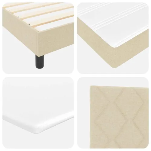 Box spring krevet s jastukom Krema 200 x 200 cm tkanina - Krema 200 x 200 cm Dizajn s rombovima Cijena