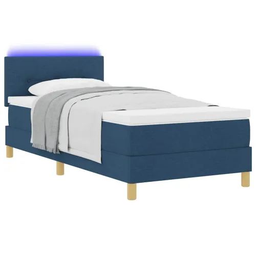 LED Box Spring Krevet s jastukom Plava 80 x 200 cm tkanina - Plava 80 x 200 cm Prošiveno gumbima Cijena