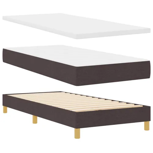 LED Box Spring Krevet Tamno smeđa 90 x 200 cm tkanina - Tamno smeđa 90 x 200 cm Prošiveno gumbima Cijena