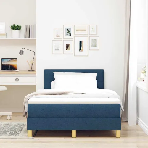 LED Box Spring Krevet s LED trakama Plava 120 x 200 cm tkanina - Plava 120 x 200 cm Prošiveno gumbima Cijena