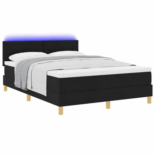LED Box Spring Krevet s LED trakama Crna 140 x 200 cm tkanina - Crna 140 x 200 cm Prošiveno gumbima Cijena