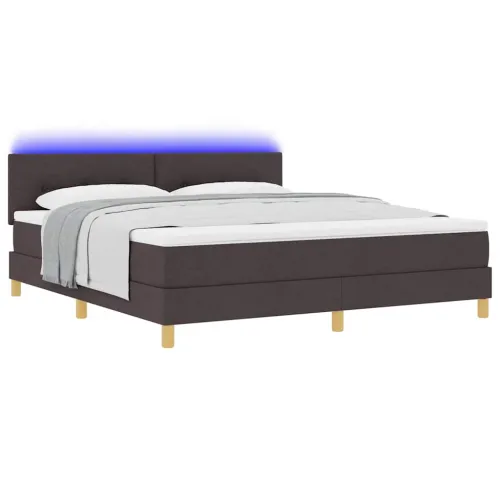 LED Box Spring Krevet Tamno smeđa 180 x 200 cm tkanina - Tamno smeđa 180 x 200 cm Prošiveno gumbima Cijena