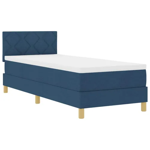 LED Box Spring Krevet s uzglavljem Plava 80 x 200 cm tkanina - Plava 80 x 200 cm Dizajn s rombovima Cijena