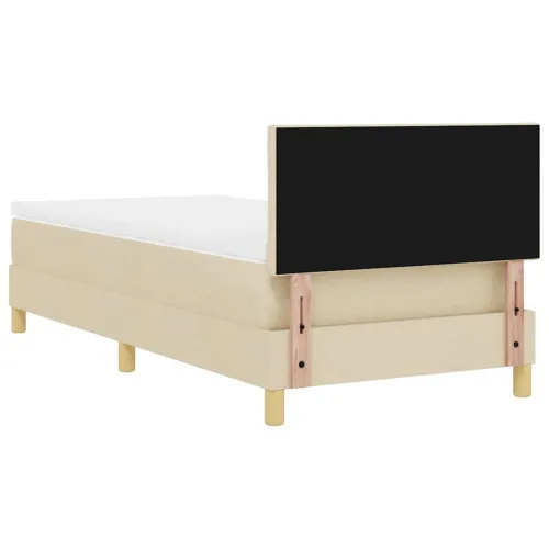 LED Box Spring Krevet s jastukom Krema 100 x 200 cm tkanina - Krema 100 x 200 cm Dizajn s rombovima Cijena