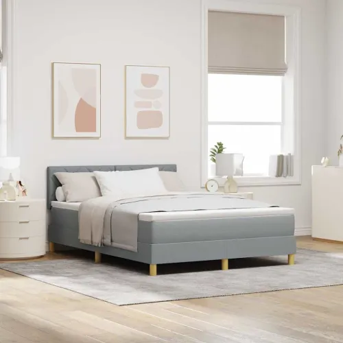 LED Box Spring Krevet Svijetlo siva 160 x 200 cm tkanina - Svjetlosiva 160 x 200 cm Dizajn s rombovima Cijena