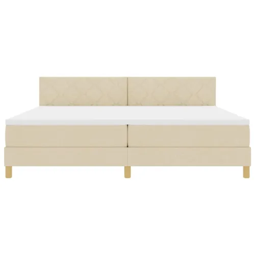 LED Box Spring Krevet s uzglavljem Krema 200 x 200 cm tkanina - Krema 200 x 200 cm Dizajn s rombovima Cijena