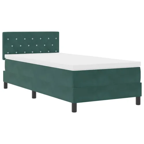 LED Box Spring Krevet Tamnozelena 100 x 200 cm Baršun - Tamnozelena 100 x 200 cm Kristal s dugmadima Cijena