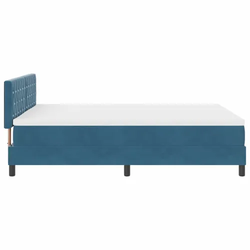 LED Box Spring Krevet Tamno plava 140 x 190 cm Baršun - Tamno plava 140 x 190 cm Kristal s dugmadima Cijena