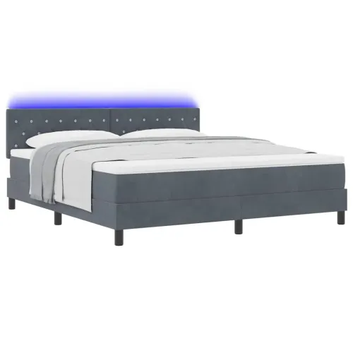 LED Box Spring Krevet Tamno siva 180 x 200 cm Baršun - Tamno siva 180 x 200 cm Kristal s dugmadima Cijena