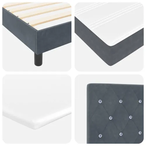 LED Box Spring Krevet Tamno siva 180 x 200 cm Baršun - Tamno siva 180 x 200 cm Kristal s dugmadima Cijena