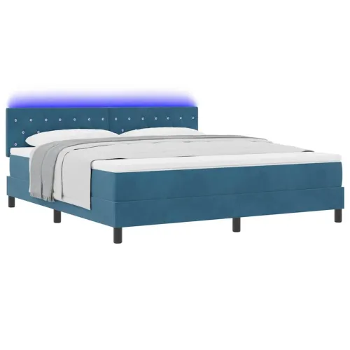LED Box Spring Krevet Tamno plava 180 x 200 cm Baršun - Tamno plava 180 x 200 cm Kristal s dugmadima Cijena