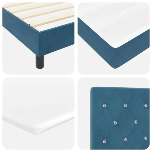 LED Box Spring Krevet Tamno plava 180 x 200 cm Baršun - Tamno plava 180 x 200 cm Kristal s dugmadima Cijena