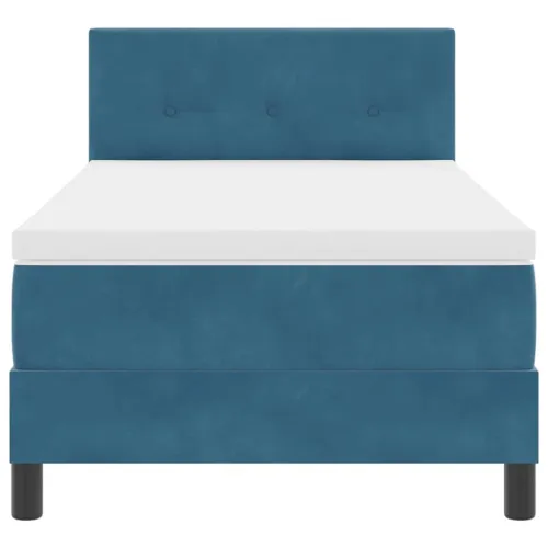 LED Box Spring Krevet Tamno plava 90 x 190 cm Baršun - Tamno plava 90 x 190 cm Prošiveno gumbima Cijena