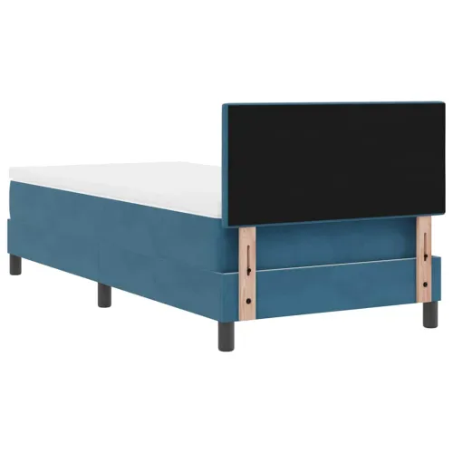 LED Box Spring Krevet Tamno plava 90 x 190 cm Baršun - Tamno plava 90 x 190 cm Prošiveno gumbima Cijena