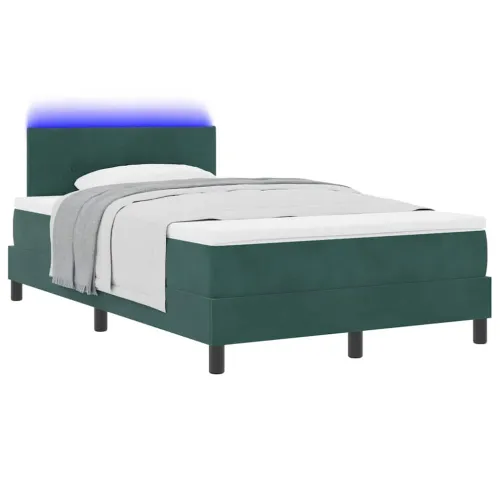 LED Box Spring Krevet Tamnozelena 120 x 200 cm Baršun - Tamnozelena 120 x 200 cm Prošiveno gumbima Cijena
