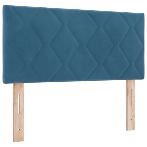 LED Box Spring Krevet Tamno plava 90 x 190 cm Baršun - Tamno plava 90 x 190 cm Dizajn s rombovima Cijena
