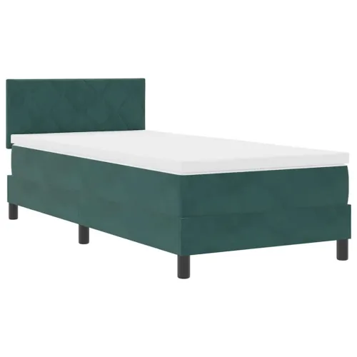 LED Box Spring Krevet Tamnozelena 90 x 200 cm Baršun - Tamnozelena 90 x 200 cm Dizajn s rombovima Cijena