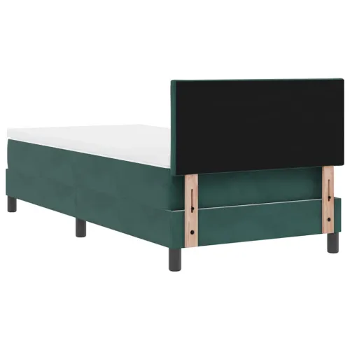 LED Box Spring Krevet Tamnozelena 90 x 200 cm Baršun - Tamnozelena 90 x 200 cm Dizajn s rombovima Cijena
