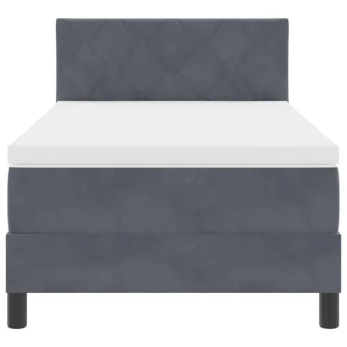 LED Box Spring Krevet Tamno siva 100 x 200 cm Baršun - Tamno siva 100 x 200 cm Dizajn s rombovima Cijena