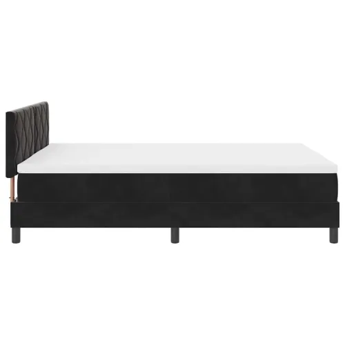 LED Box Spring Krevet s uzglavljem Crna 140 x 200 cm Baršun - Crna 140 x 200 cm Dizajn s rombovima Cijena