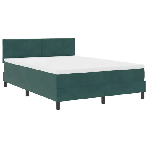 LED Box Spring Krevet Tamnozelena 140 x 200 cm Baršun - Tamnozelena 140 x 200 cm Dizajn s rombovima Cijena