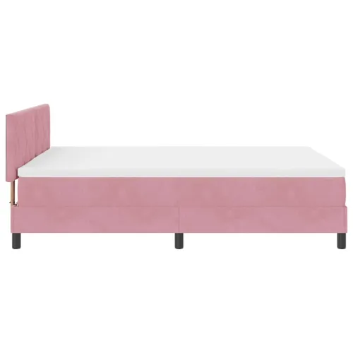 LED Box Spring Krevet Ružičasta 160 x 200 cm Baršun - Ružičasta 160 x 200 cm Dizajn s rombovima Cijena