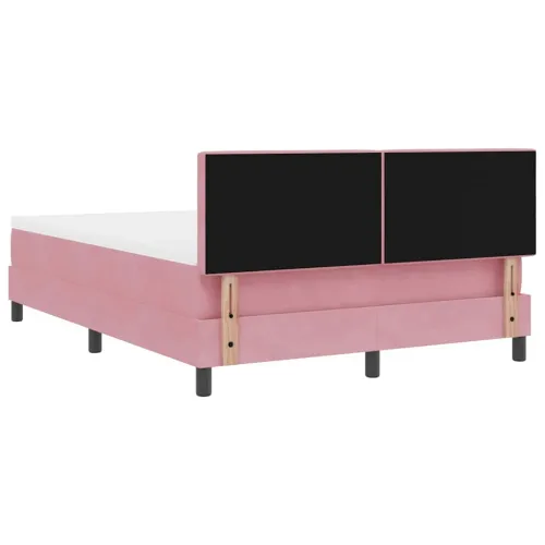 LED Box Spring Krevet Ružičasta 160 x 200 cm Baršun - Ružičasta 160 x 200 cm Dizajn s rombovima Cijena