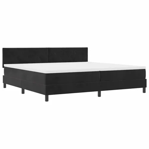 LED Box Spring Krevet s uzglavljem Crna 200 x 200 cm Baršun - Crna 200 x 200 cm Dizajn s rombovima Cijena