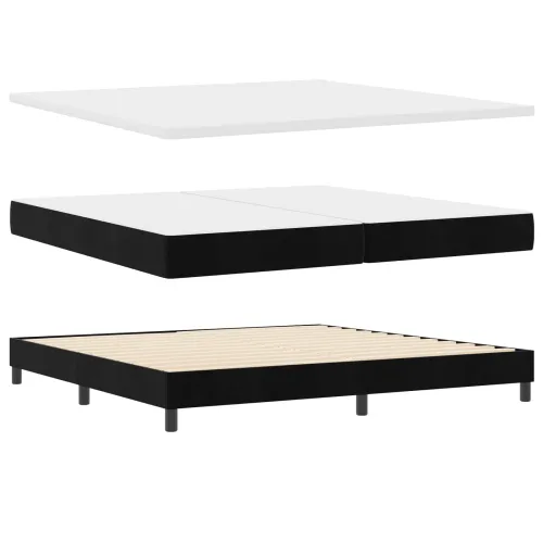 LED Box Spring Krevet s uzglavljem Crna 200 x 200 cm Baršun - Crna 200 x 200 cm Dizajn s rombovima Cijena
