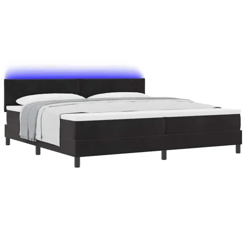 LED Box Spring Krevet s uzglavljem Crna 200 x 200 cm Baršun - Crna 200 x 200 cm Dizajn s rombovima Cijena