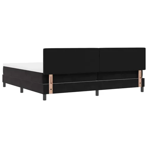 LED Box Spring Krevet s uzglavljem Crna 200 x 200 cm Baršun - Crna 200 x 200 cm Dizajn s rombovima Cijena