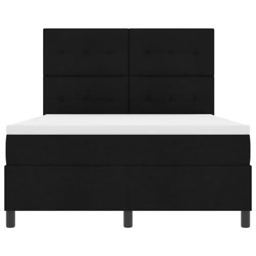Box spring krevet s LED trakama Crna 140 x 200 cm tkanina - Crna 140 x 200 cm Prošiveno gumbima Cijena